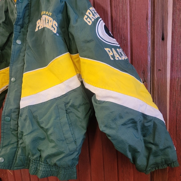 Vintage Starter Pro Line Green Bay Packers Puffer Jacket Men’s M NFL Hooded - Picture 4 of 13